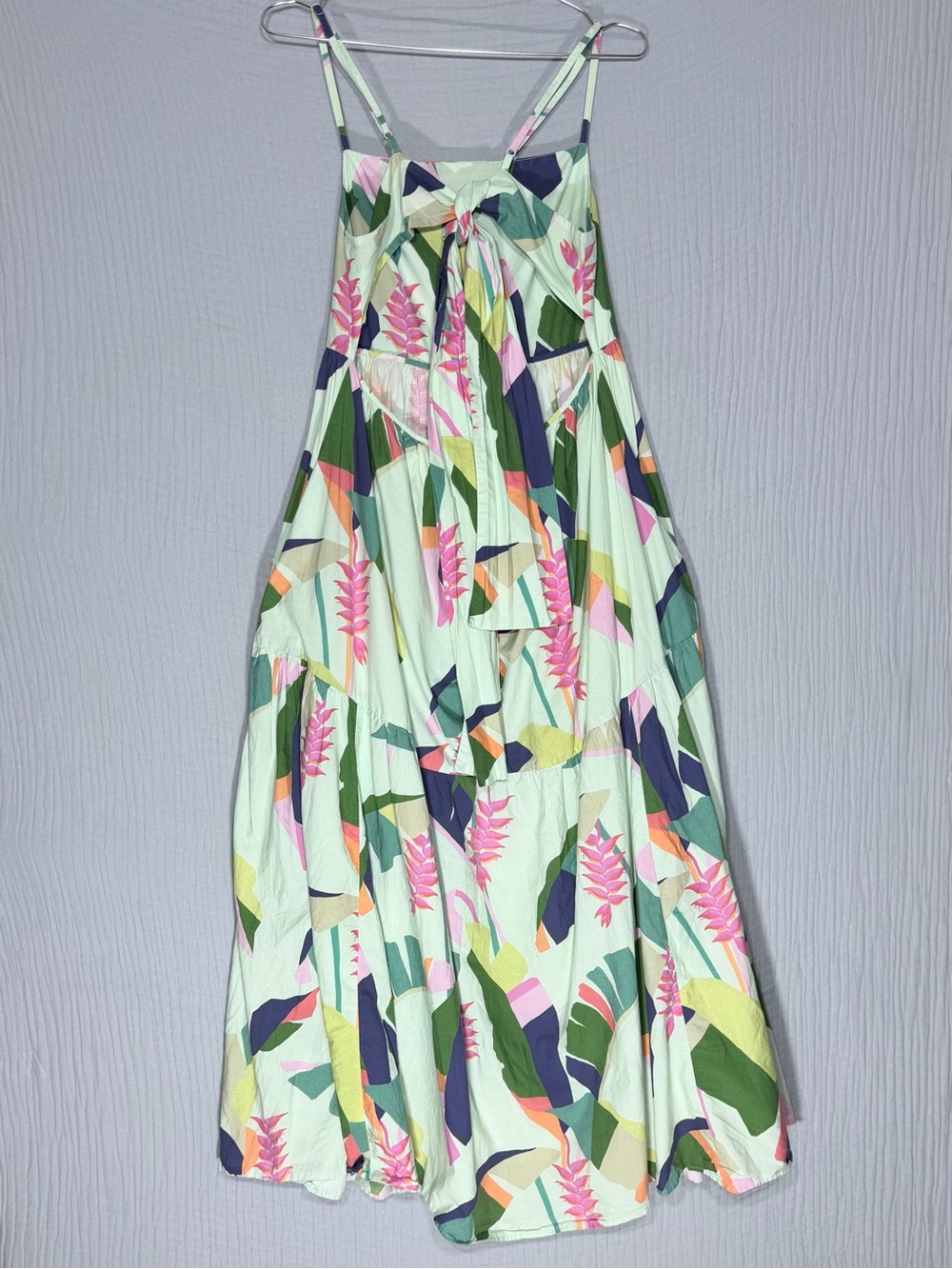 FARM Rio | Mint Green Multi-Color Bow-Back Midi Dress | 100% COTTON | size S - Picture 6 of 10